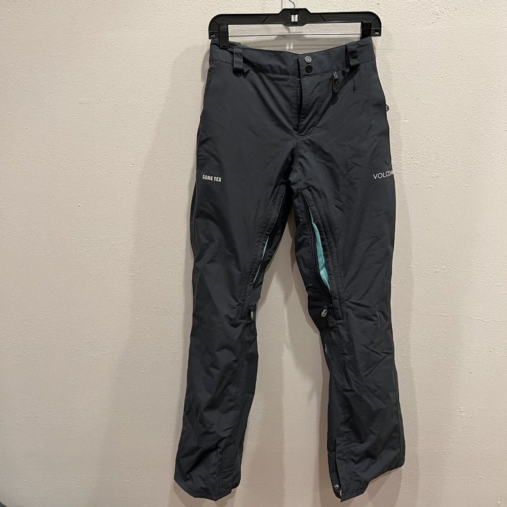 Volcom Women's Gore-Tex Snowboard Ski Pants Cheetah Liner Blue Gray Snow Pants